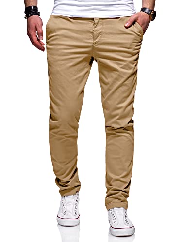 behype. Herren Basic Chino Jeans-Hose Stretch Regular Slim-Fit 80-0310 (W29/L32, Light Beige) von behype.