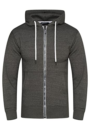 behype. Herren Basic Sweatjacke Sweatshirt weicher Hoodie mit Kapuze Kapuzenpullover BH_7655-Dunkelgrau-L von behype.