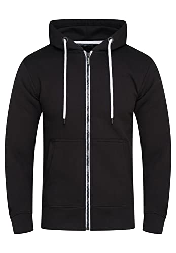 behype. Herren Basic Sweatjacke Sweatshirt weicher Hoodie mit Kapuze Kapuzenpullover BH_7655-Schwarz-L von behype.