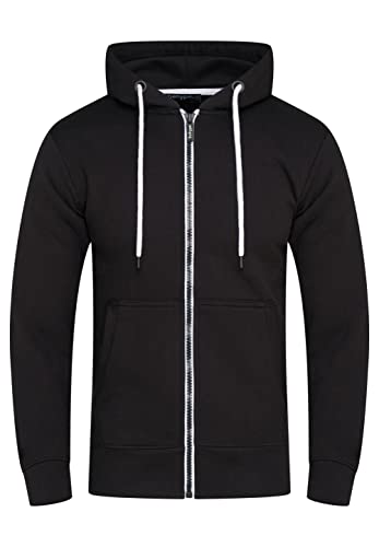 behype. Herren Basic Sweatjacke Sweatshirt weicher Hoodie mit Kapuze Kapuzenpullover BH_7655-Schwarz-M von behype.