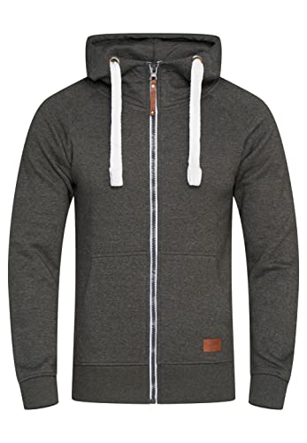 behype. Herren Basic Sweatjacke Sweatshirt weicher Hoodie mit Kapuze Kapuzenpullover BH_7660-Dunkelgrau-M von behype.