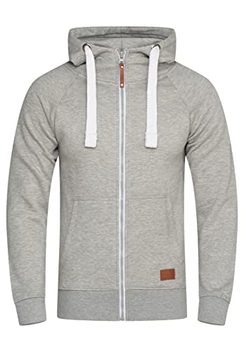 behype. Herren Basic Sweatjacke Sweatshirt weicher Hoodie mit Kapuze Kapuzenpullover BH_7660-Hellgrau-L von behype.