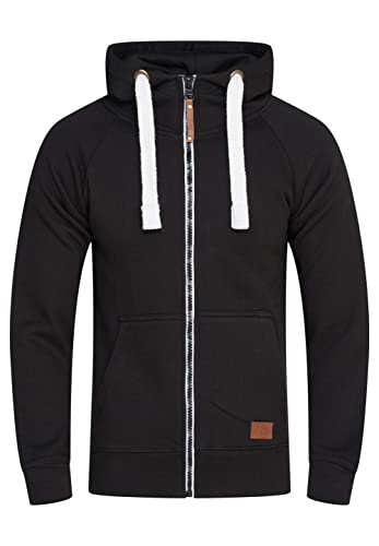 behype. Herren Basic Sweatjacke Sweatshirt weicher Hoodie mit Kapuze Kapuzenpullover BH_7660-Schwarz-L von behype.