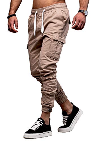 behype. Herren Cargo Chino-Hose Jogger Jeans-Hose 80-8388 Beige W29 von behype.