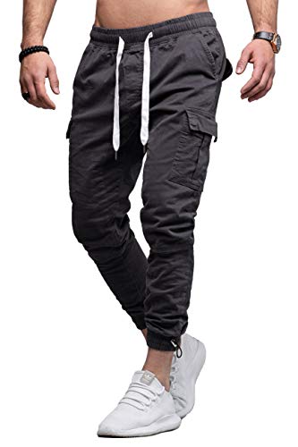 behype. Herren Cargo Chino-Hose Jogger Jeans-Hose 80-8388 Dunkelgrau W29 von behype.