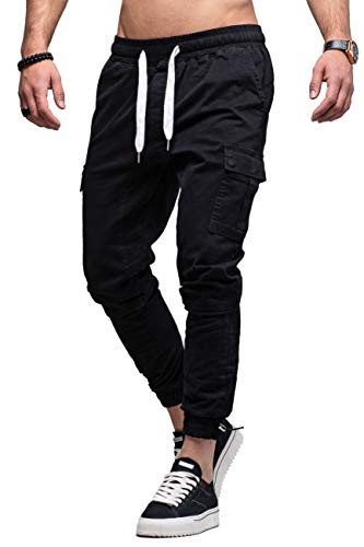 behype. Herren Cargo Chino-Hose Jogger Jeans-Hose 80-8388 Schwarz W29 von behype.