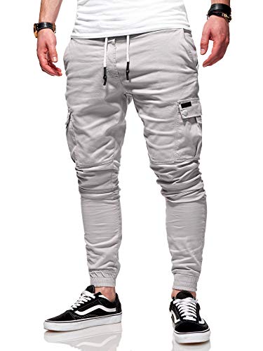 behype. Herren Cargo Chino-Hose Jogger Jeans-Hose 80-8393 Hellgrau W34 von behype.