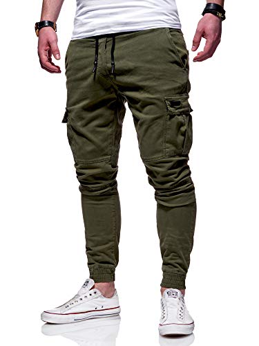 behype. Herren Cargo Chino-Hose Jogger Jeans-Hose 80-8393 Khaki W30 von behype.