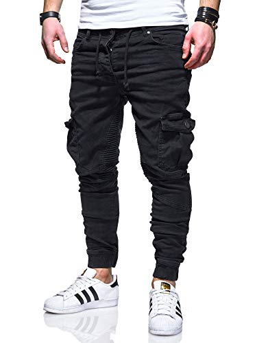 behype. Herren Cargo-Jeans Jogger-Jeans Biker Jeans-Hose 80-2370 Schwarz W29 von behype.