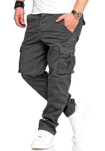 behype. Herren Cargohose Jeanshose Chinohose mit Cargo-Taschen und Gürtelschlaufe Regular-Fit Stoffhose Freizeithose mit Stretch S2_3844-Dunkelgrau-W32/L32 behype. Herren Cargohose Jeanshose Chinohose mit Cargo-Taschen und Gürtelschlaufe Regular-Fit Stoffhose Freizeithose mit Stretch S2_3844-Dunkelgrau-W32/L32 von behype.