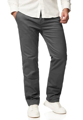 behype. Herren Chino Hose Regular-Fit mit Stretch Jeans Chinohose Straight-Leg Jeanshose Men's Pants DC_C-3004-Dunkelgrau-W32/L32 von behype.