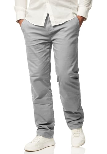 behype. Herren Chino Hose Regular-Fit mit Stretch Jeans Chinohose Straight-Leg Jeanshose Men's Pants DC_C-3004-Hellgrau-W32/L32 von behype.