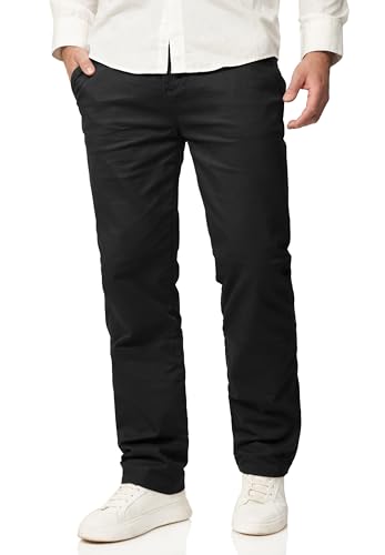 behype. Herren Chino Hose Regular-Fit mit Stretch Jeans Chinohose Straight-Leg Jeanshose Men's Pants DC_C-3004-Schwarz-W38/L32 von behype.