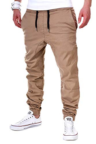 behype. Herren Chino-Hose Stretch Low Crotch Basic Jeans-Hose 80-0006 Beige L von behype.