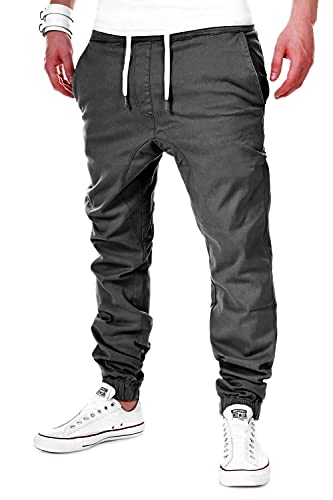 behype. Herren Chino-Hose Stretch Low Crotch Basic Jeans-Hose 80-0006 Dunkelgrau L von behype.