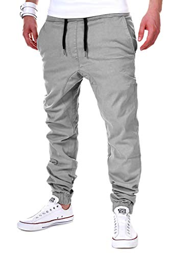 behype. Herren Chino-Hose Stretch Low Crotch Basic Jeans-Hose 80-0006 Hellgrau M von behype.