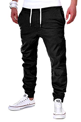 behype. Herren Chino-Hose Stretch Low Crotch Basic Jeans-Hose 80-0006 Schwarz S von behype.
