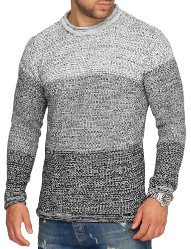 behype. Herren Crew-Neck Strickpullover Rundhalspullover Knitwear Grobstrick-Pullover Sweatshirt CR_7398-Black-XL von behype.