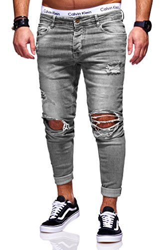 behype. Herren Destroyed Jeans-Hose 80-7236 Grau 30/32 von behype.