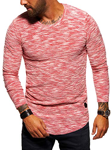 behype. Herren Feinstrick-Pullover Sweatshirt Oversize Crew-Neck 30-7312 Rot XL von behype.