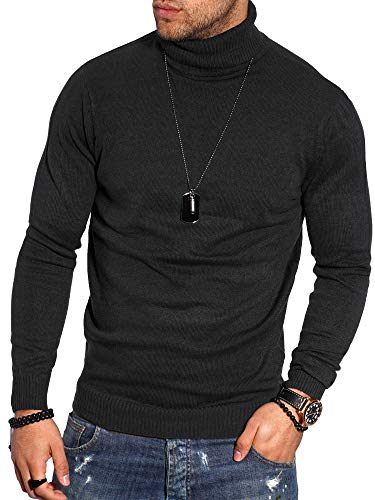 behype. Herren Feinstrick Rollkragen-Pullover 40-MKDEG Schwarz S von behype.