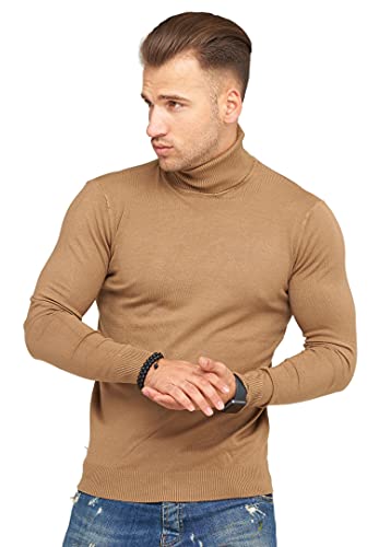 behype. Herren Feinstrick Rollkragen-Pullover Casual & Business Pulli 40-8200 Beige S von behype.