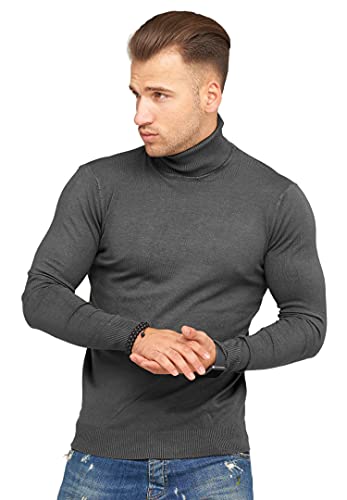 behype. Herren Feinstrick Rollkragen-Pullover Casual & Business Pulli 40-8200 Dunkelgrau L von behype.