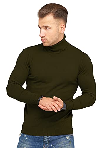 behype. Herren Feinstrick Rollkragen-Pullover Casual & Business Pulli 40-8200 Khaki S von behype.