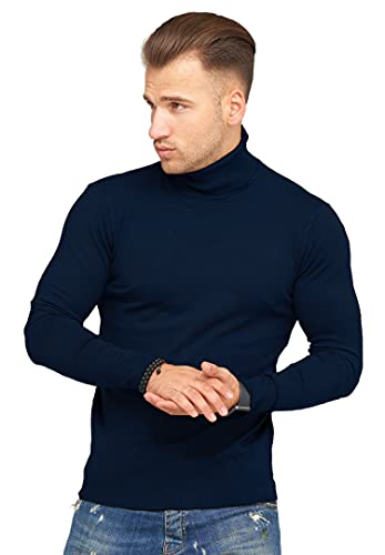 behype. Herren Feinstrick Rollkragen-Pullover Casual & Business Pulli 40-8200 Navy S von behype.