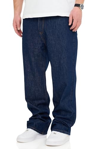 behype. Herren Jeans Loose-Fit Jeanshose 100% Baumwolle Denim Baggy Hose Used Look Men's DC_JN-248-Indigo-W32 von behype.