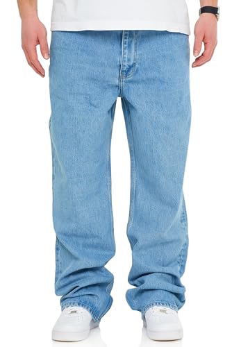 behype. Herren Jeans Loose-Fit Jeanshose 100% Baumwolle Denim Baggy Hose Used Look Men's DC_JN-248-Light Blue-W36 von behype.