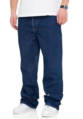 behype. Herren Jeans Loose-Fit Jeanshose 100% Baumwolle Denim Baggy Hose Used Look Men's DC_JN-248-Medium Blue-W32 von behype.