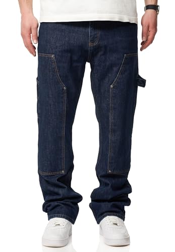 behype. Herren Jeans Straight-Fit Carpenter Jeanshose 100% Baumwolle Denim Hose Used Look Men's DC_JN-247-Indigo-W30 von behype.