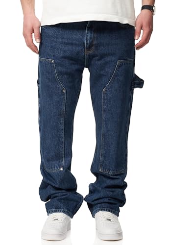 behype. Herren Jeans Straight-Fit Carpenter Jeanshose 100% Baumwolle Denim Hose Used Look Men's DC_JN-247-Medium Blue-W38 von behype.