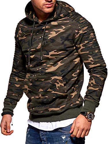 behype. Herren Kapuzen-Pullover Biker Hoodie Sweatshirt 40-8054 Camouflage-Khaki M von behype.