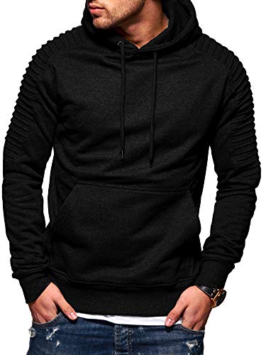 behype. Herren Kapuzen-Pullover Biker Hoodie Sweatshirt 40-8054 Schwarz S von behype.