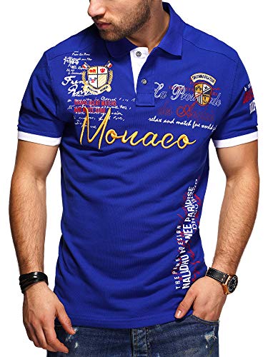 behype. Herren Kurzarm Polo-Shirt Bedruckt 20-0004 Blau M von behype.