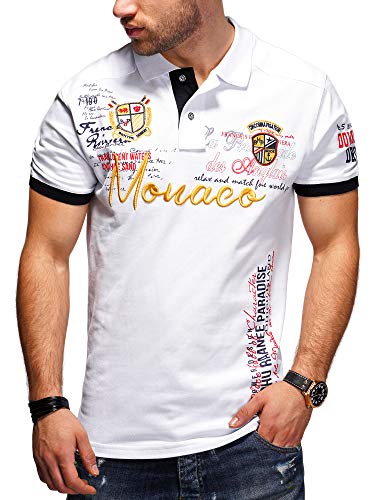 behype. Herren Kurzarm Polo-Shirt Bedruckt 20-0004 Weiß M von behype.