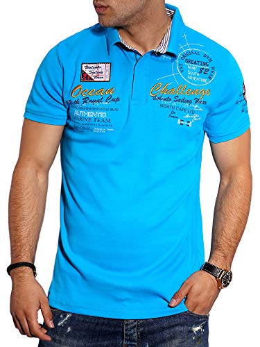 behype. Herren Kurzarm Polo-Shirt T-Shirt Polo-Hemd 20-7282 Türkis 3XL von behype.