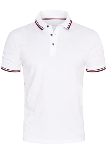 behype. Herren Kurzarm Poloshirt Freizeit Polo T-Shirt Männer Polo-Hemd Regular-Fit in Piqué-Qualität RR_MP-344-Weiß-XL von behype.