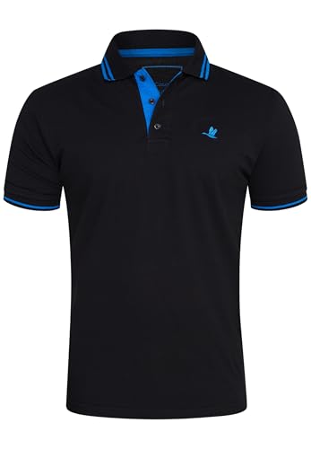 behype. Herren Kurzarm Poloshirt Freizeit Polo T-Shirt Männer Polo-Hemd Regular-Fit in Piqué-Qualität RR_MP-356-Schwarz-Blau-XXL von behype.