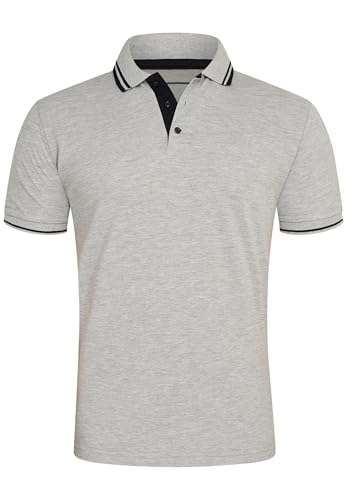 behype. Herren Kurzarm Poloshirt Freizeit Polo T-Shirt Männer Polo-Hemd Regular-Fit in Piqué-Qualität RR_MP-357-Grau-Schwarz-XXL von behype.