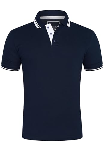 behype. Herren Kurzarm Poloshirt Freizeit Polo T-Shirt Männer Polo-Hemd Regular-Fit in Piqué-Qualität RR_MP-357-Navy-Weiß-XXL von behype.