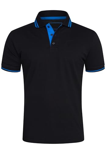 behype. Herren Kurzarm Poloshirt Freizeit Polo T-Shirt Männer Polo-Hemd Regular-Fit in Piqué-Qualität RR_MP-357-Schwarz-Blau-S von behype.