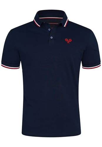 behype. Herren Kurzarm Poloshirt Freizeit Polo T-Shirt Männer Tennis Polo-Hemd Regular-Fit in Piqué-Qualität RR_MP-345-Navy-XL von behype.