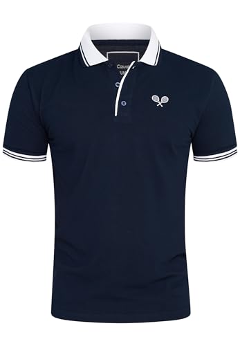 behype. Herren Kurzarm Poloshirt Freizeit Polo T-Shirt Männer Tennis Polo-Hemd Regular-Fit in Piqué-Qualität RR_MP-367-Navy-L von behype.
