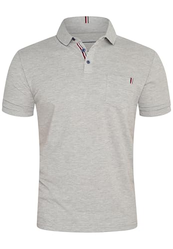 behype. Herren Kurzarm Poloshirt mit Brusttasche Freizeit Polo T-Shirt Männer Polo-Hemd Regular-Fit in Piqué-Qualität RR_MP-371-Hellgrau-L von behype.