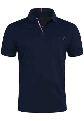 behype. Herren Kurzarm Poloshirt mit Brusttasche Freizeit Polo T-Shirt Männer Polo-Hemd Regular-Fit in Piqué-Qualität RR_MP-371-Navy-XL von behype.
