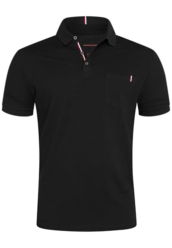 behype. Herren Kurzarm Poloshirt mit Brusttasche Freizeit Polo T-Shirt Männer Polo-Hemd Regular-Fit in Piqué-Qualität RR_MP-371-Schwarz-S von behype.