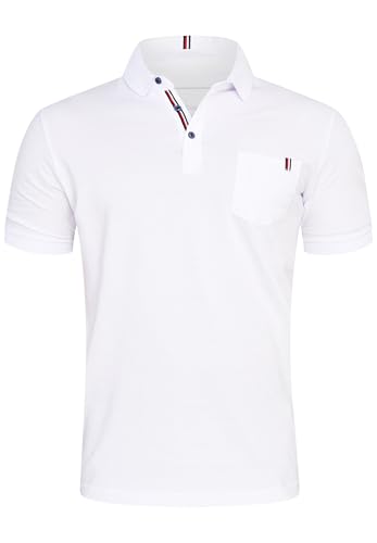 behype. Herren Kurzarm Poloshirt mit Brusttasche Freizeit Polo T-Shirt Männer Polo-Hemd Regular-Fit in Piqué-Qualität RR_MP-371-Weiß-3XL von behype.